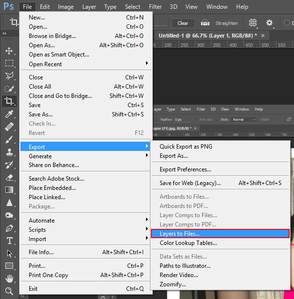 Export layers in Photoshop