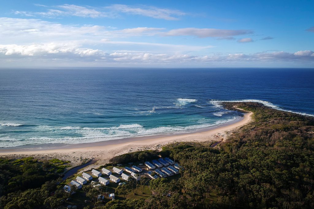 Racecourse Beach Tourist Park from the sky