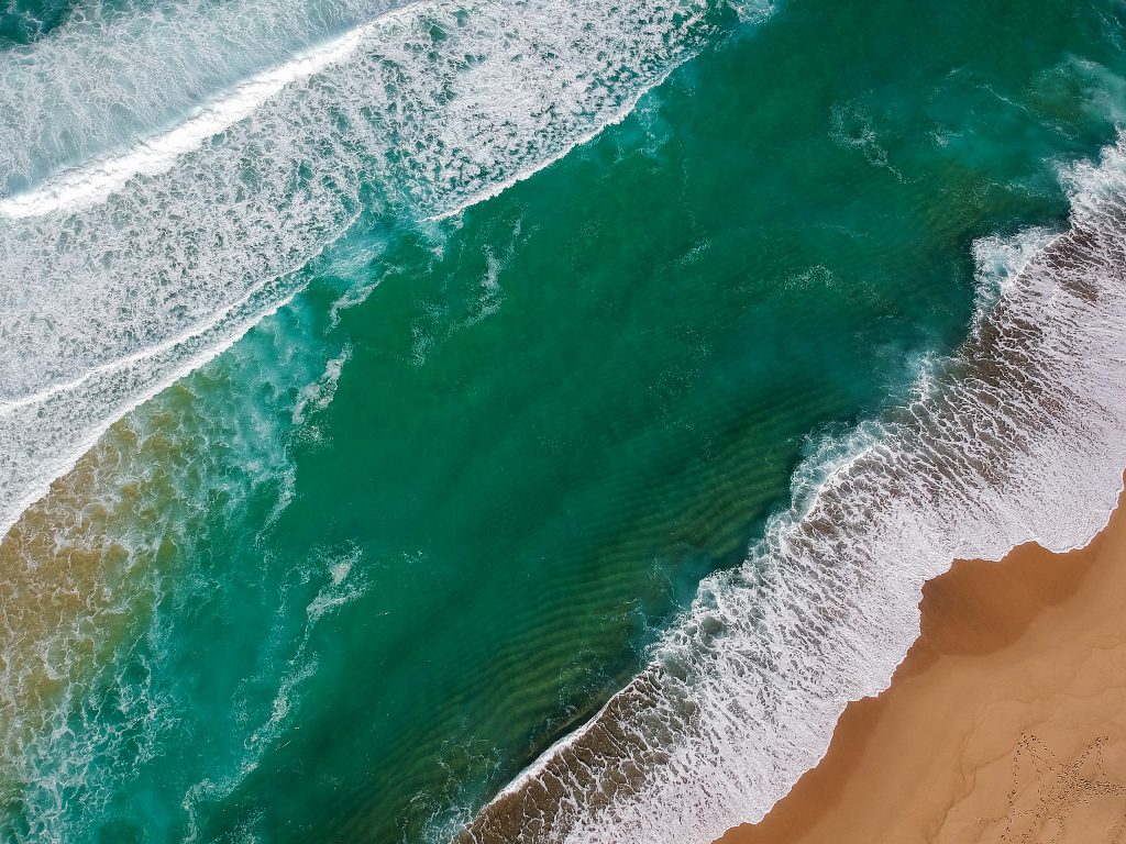 Birds-eye view of the surf at Blacksmiths Beach