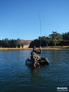 Warren fighting a fish