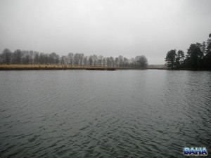 View over a misty Lund's Dam