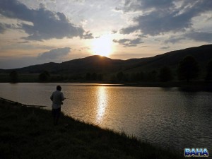 Fly fishing at sunset