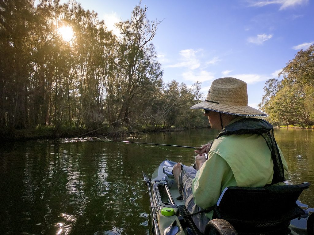 Fly fishing Budgewoi Creek from my Hobie