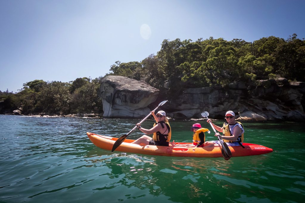 Sharon, Katie and Kerry exploring on a kayak