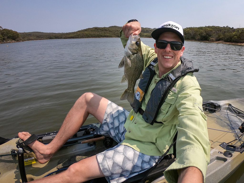 My first Aussie bass on fly, and fish off the Hobie
