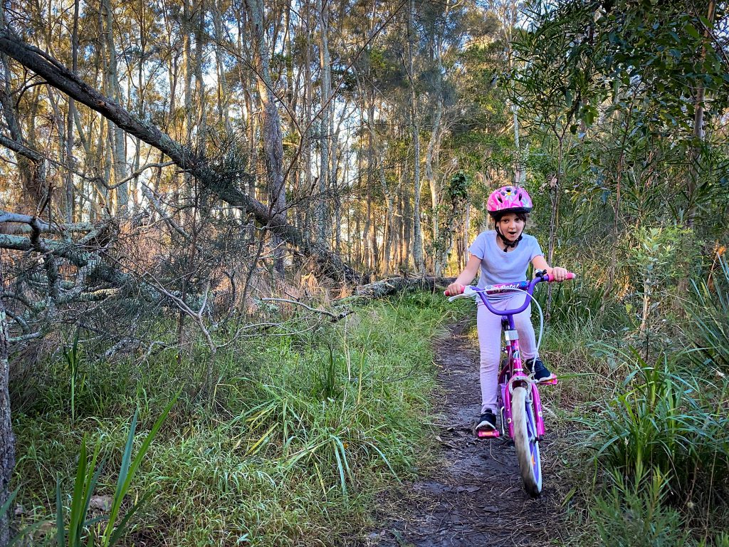 Emma enjoying a little single track