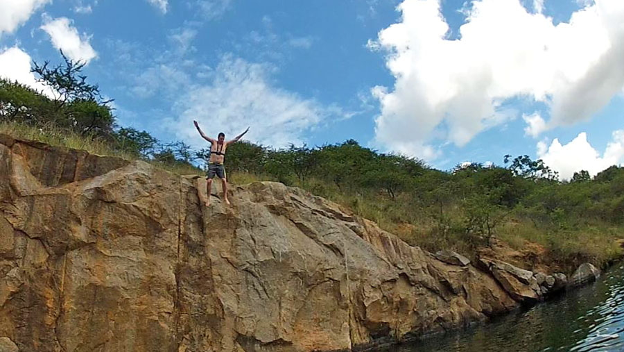 Cliff jumping at Inanda Dam