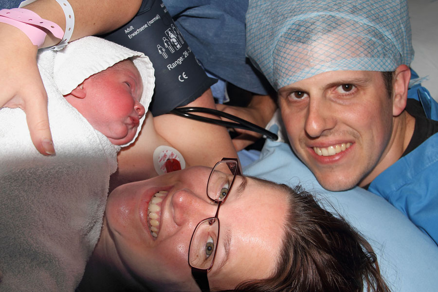 The complete Prior family during the Cesarean