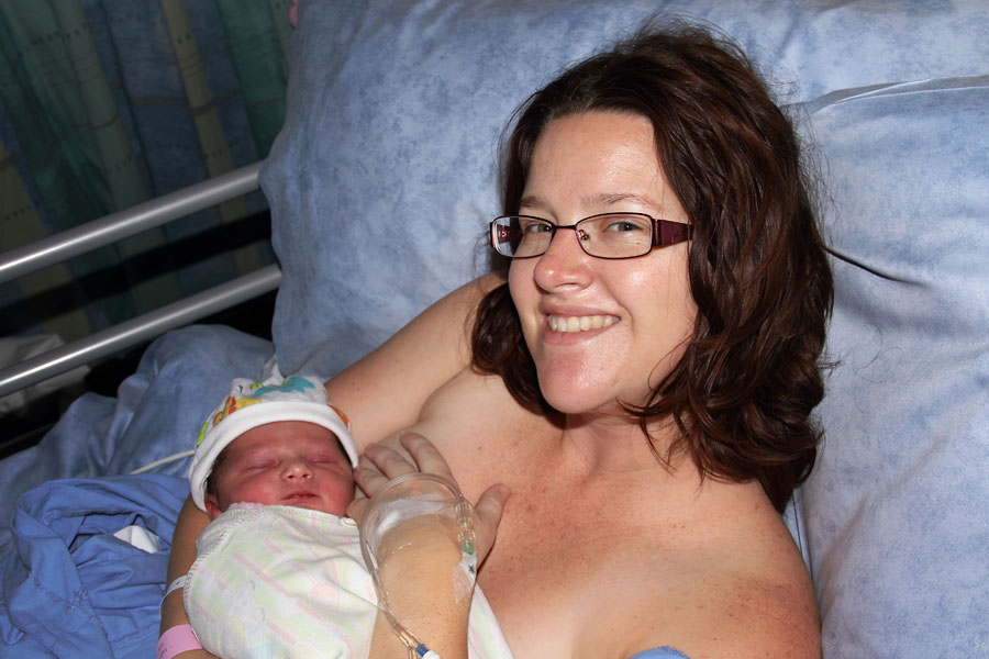Sharon Prior and Emma's first moments together