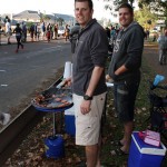 Warren and Graham enjoying a roadside skottle