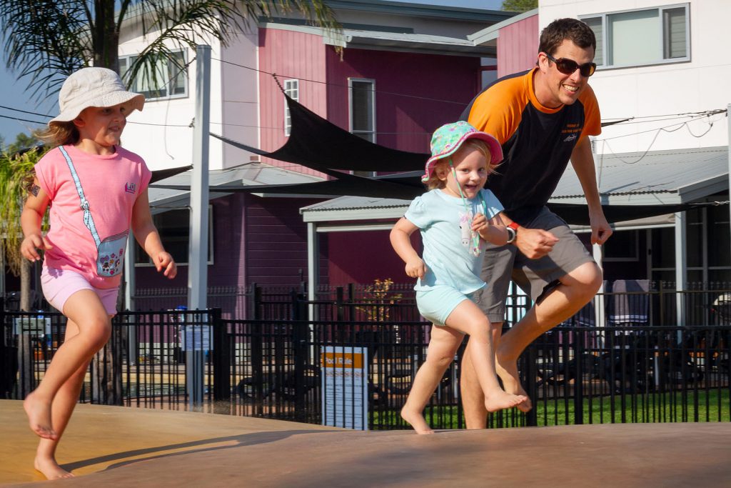 Fun on the jumping pillow