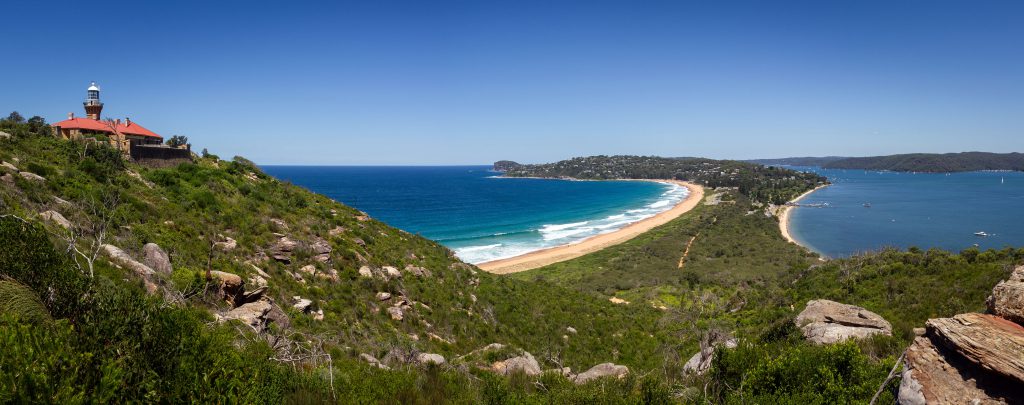 Panoramic view of Palm Beach and Pittwater