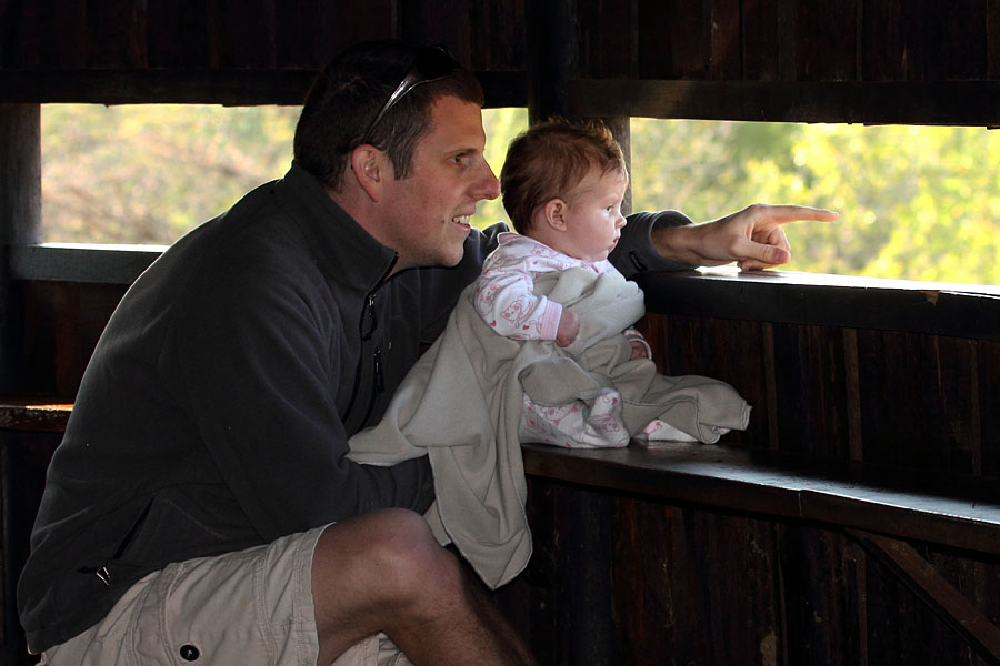 My daughter and I in a hide
