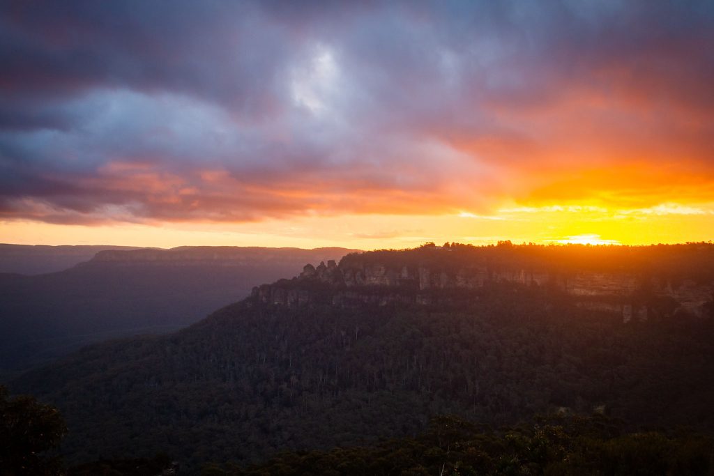 Sunset over the Blue Mountains on our second evening