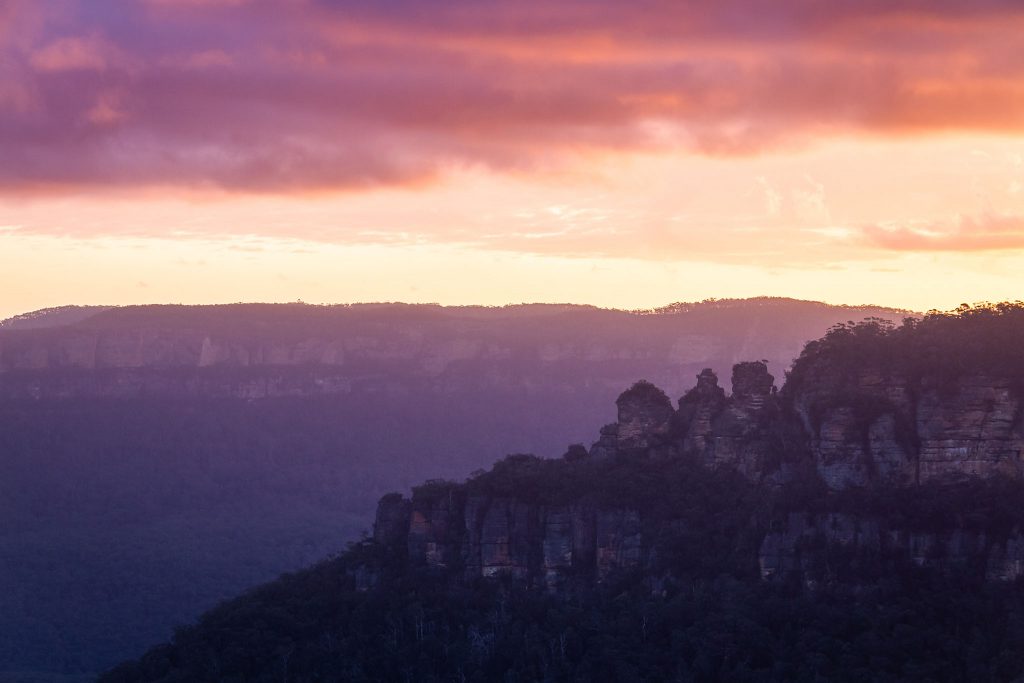 The Three Sisters at sunset