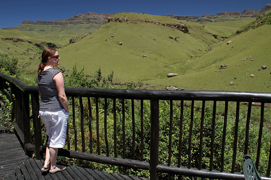 Sharon enjoying the view at Giant's Castle
