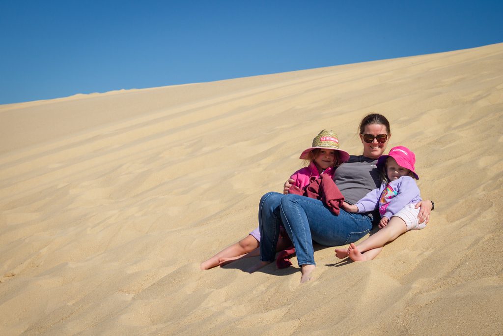The girls relaxing on the dunes