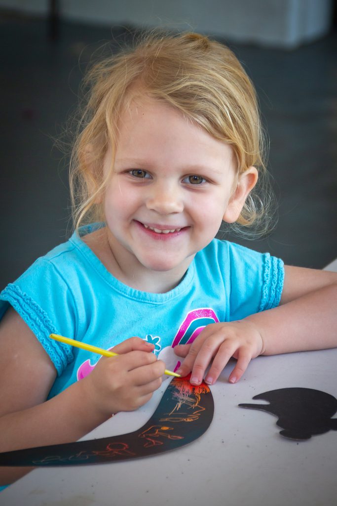 Katie doing some scratch art