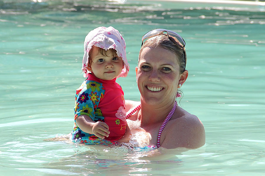 Kerry and Emma swimming