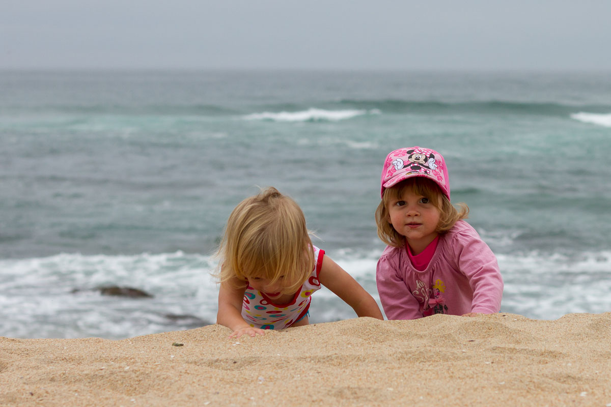 Emma and Mila playing on the beach
