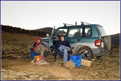 Warren Prior And Western King Relaxing In A Chilly Camp