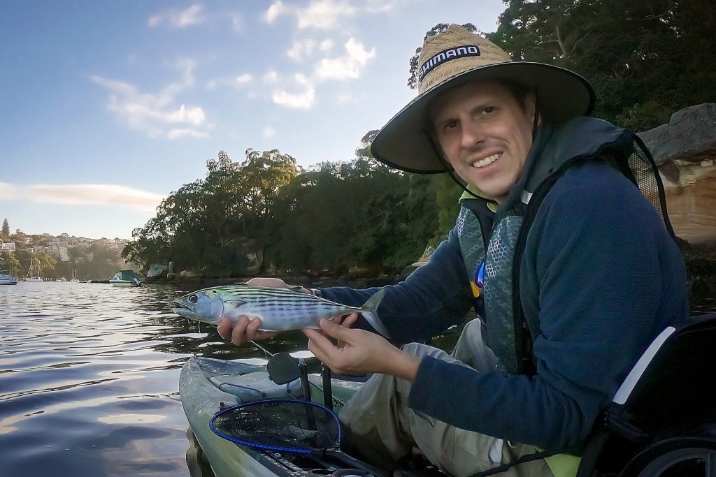 Warren with an Australian bonito caught on fly