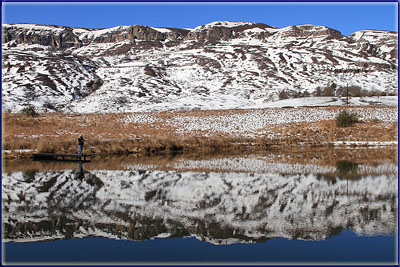 Nick Nortje Fishing Below Snowy Mountains
