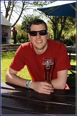 Warren Enjoying A Beer At The Bierfassl