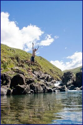 Warren Jumping Into The Lotheni River