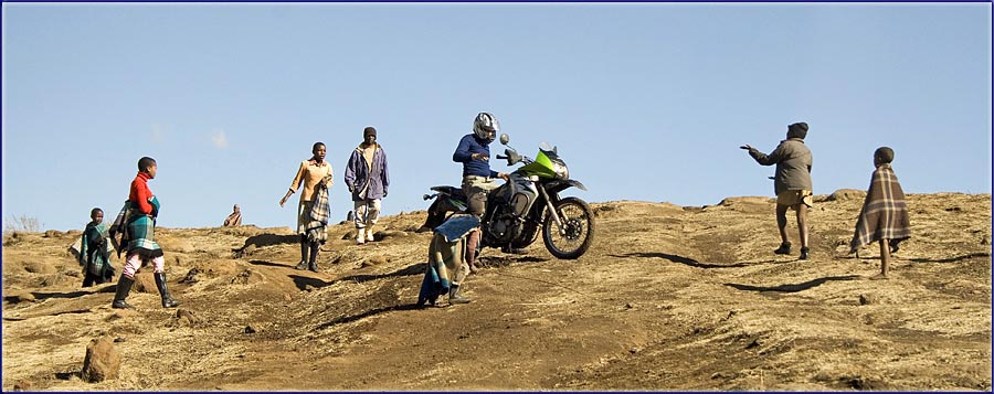 Western Enjoying Our Lesotho Adventure On His Bike