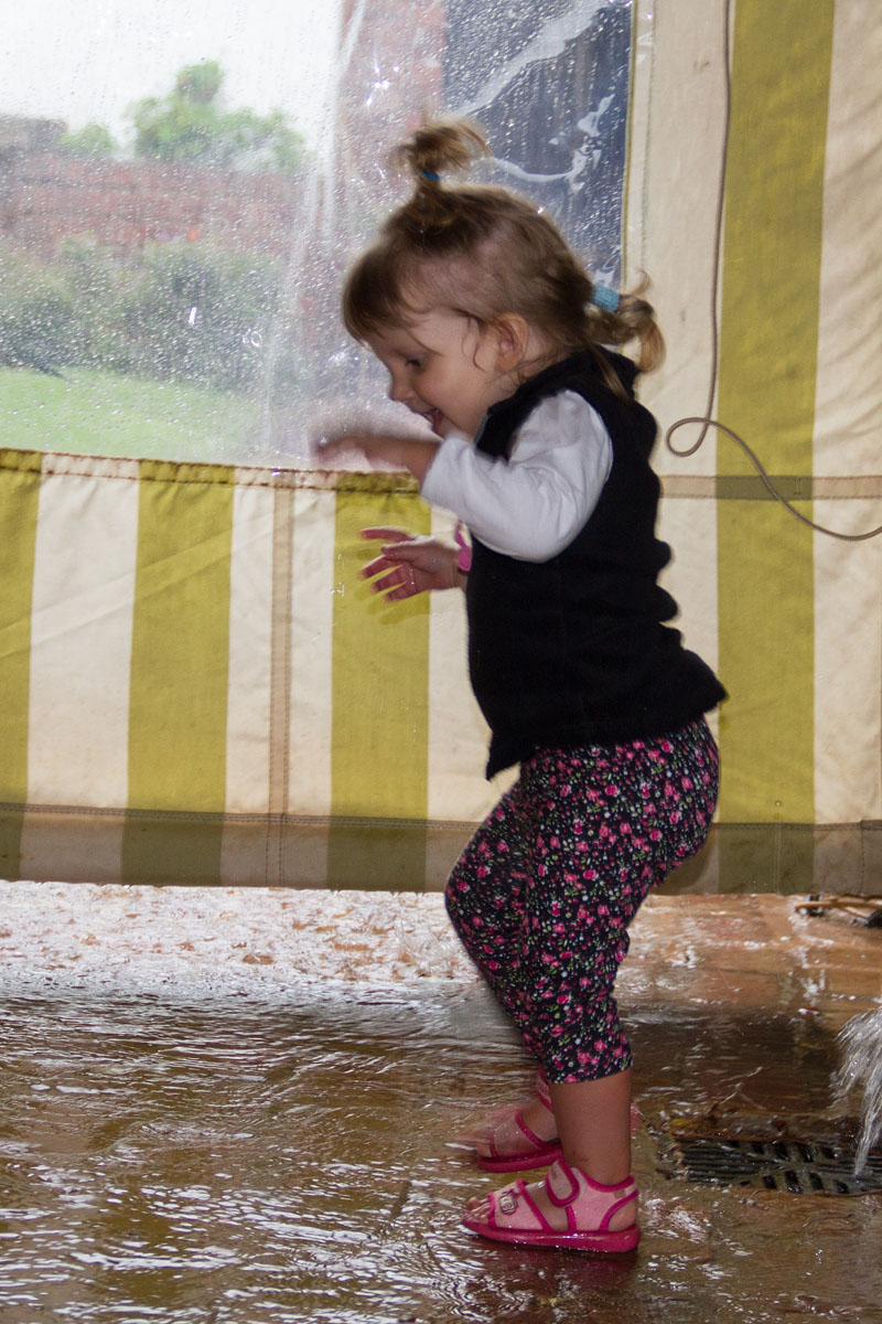 Emma playing in the puddles
